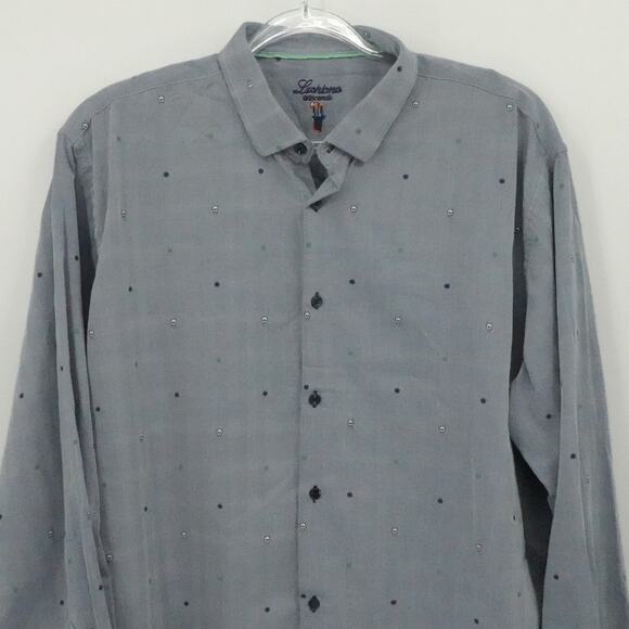 Luchiano Visconti Shirt Mens 2XL Gray Embroidered Skull Pattern Button Up Casual - Picture 7 of 14